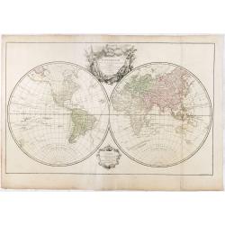 Mappemonde dressée suivant les nouvelles relations et assujettie aux observations astronomiques Par le S. Robert de Vaugondy. . .