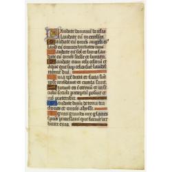 Leaf on vellum from a manuscript Book of Hours.