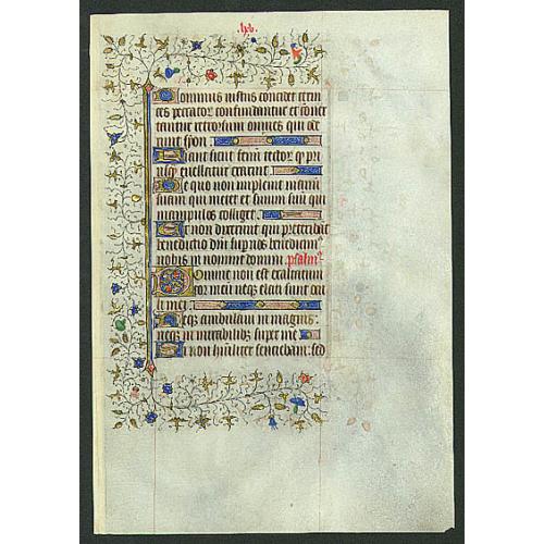 Old map image download for Manuscript leaf, on vellum from a book of hours.