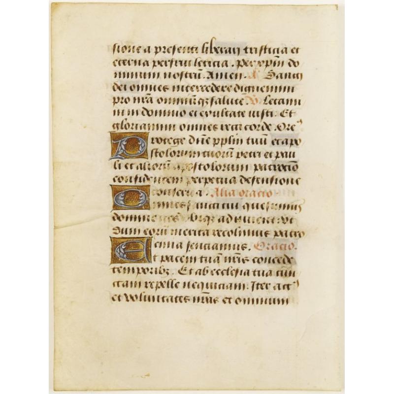 Manuscript leaf on vellum from a book of hours.