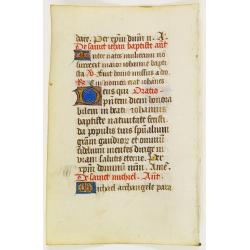 Manuscript leaf on vellum written in a late gothic hand.