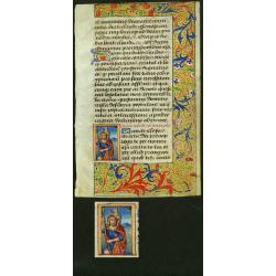 Leaf of vellum, with miniature of St.Christophe.