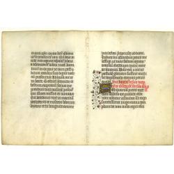 2 Leaves of vellum, from a manuscript book of hours.