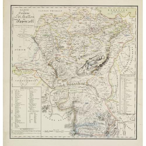 Old map image download for Karte der Kantone St.Gallen und Appenzell..