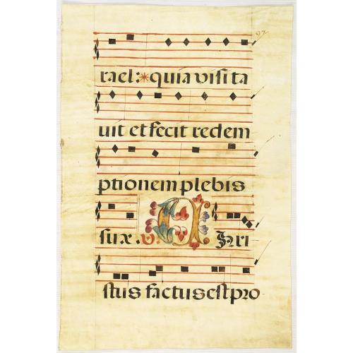 Old map image download for Leaf of manuscript music from an Antiphoner.