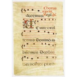 Leaf of manuscript music from an Antiphoner.