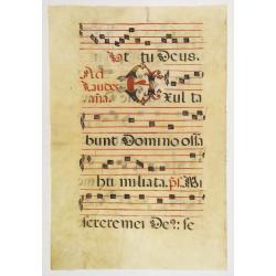 Leaf of manuscript music from an Antiphoner.