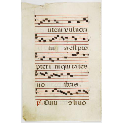 Old map image download for Leaf of manuscript music from an Antiphoner.