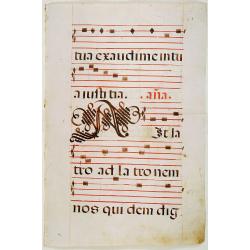 Leaf of manuscript music from an Antiphoner.