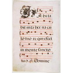 Leaf of manuscript music from an Antiphoner.