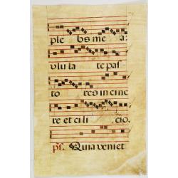 Leaf of manuscript music from an Antiphoner.