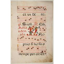 Leaf of manuscript music from an Antiphoner.