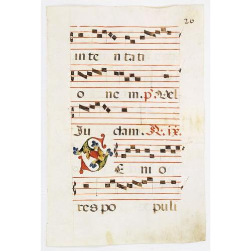 Old map image download for Leaf of manuscript music from an Antiphoner.