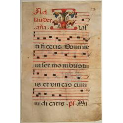 Leaf of manuscript music from an Antiphoner.