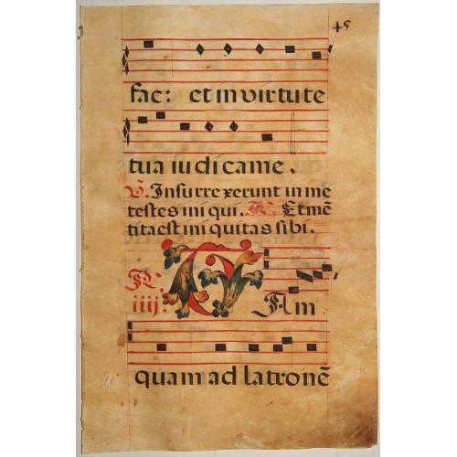 Old map image download for Leaf of manuscript music from an Antiphoner.