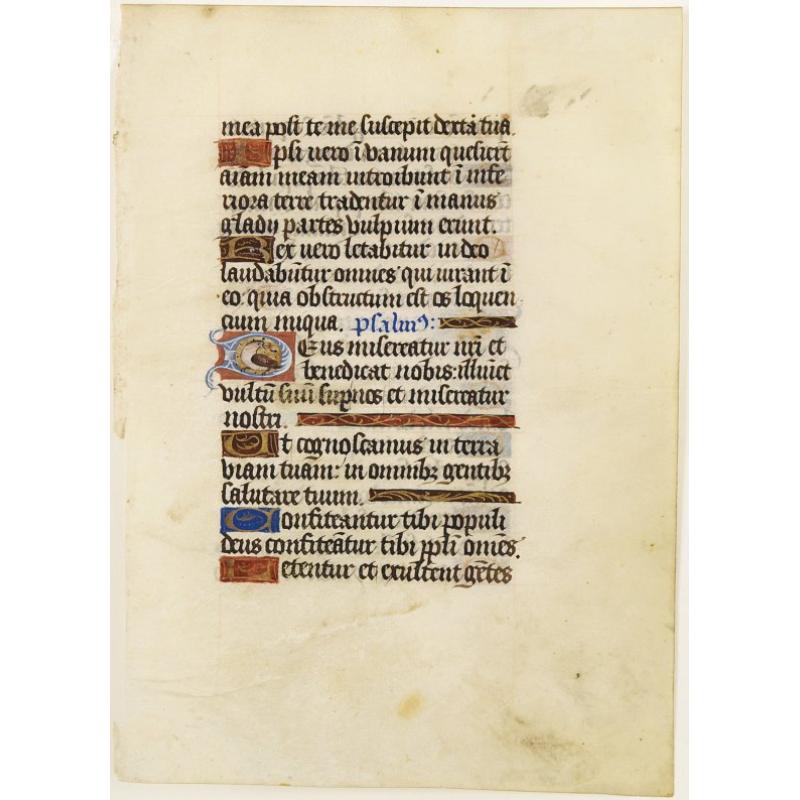 Leaf on vellum from a manuscript Book of Hours.