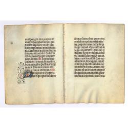 Bi-folium manuscript leaf on vellum.