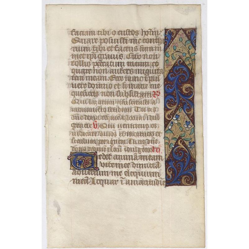 Leaf on vellum from a manuscript Book of Hours.