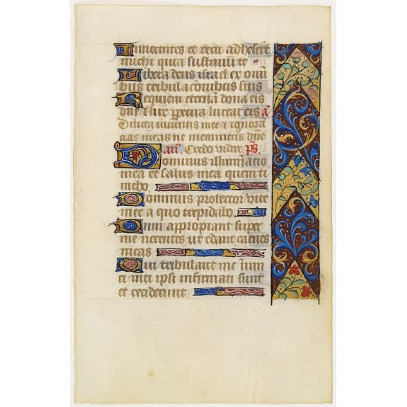 Leaf on vellum from a manuscript Book of Hours.