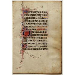 Leaf on vellum from a manuscript Book of Hours.