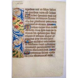 Leaf on vellum from a manuscript Book of Hours.