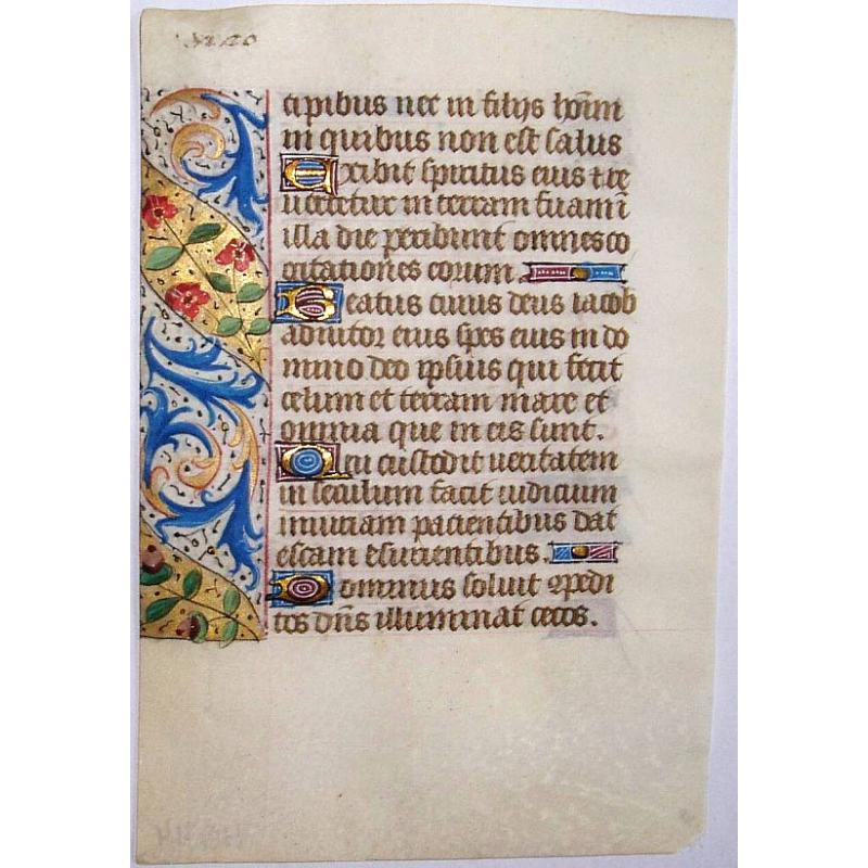 Leaf on vellum from a manuscript Book of Hours.