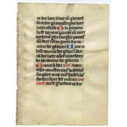 Leaf on vellum from a Dutch manuscript Book of Hours.