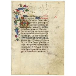 Leaf on vellum from an Italian manuscript Book of Hours.