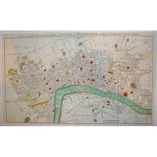 Old map image download for A New and Accurate Plan of the Cities of London and Westminster, including the New Roads & Buildings.