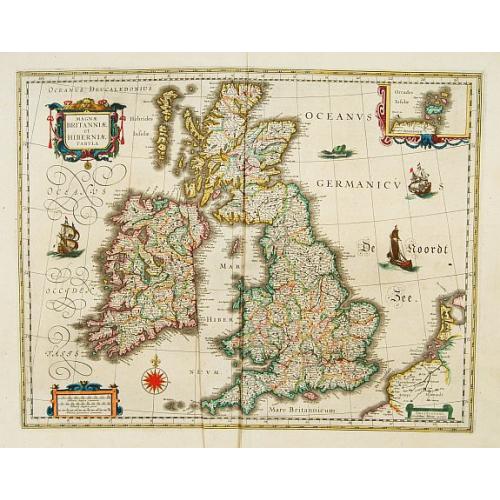 Old map image download for Magnae Britanniae et Hiberniae Tabula.