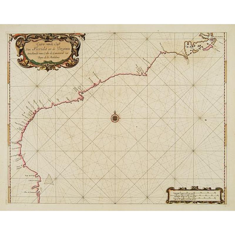 Carte vande Cust van Florida tot de Verginis streckende van Cabo de Carnaveral tot Baya de la Madalena.