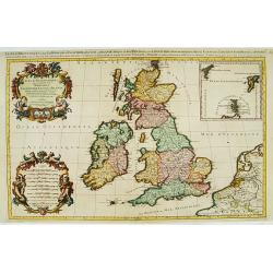 Les Isles Britanniques qui contiennents les- Royaumes, d' Angleterre, Escosse, et Irlande.