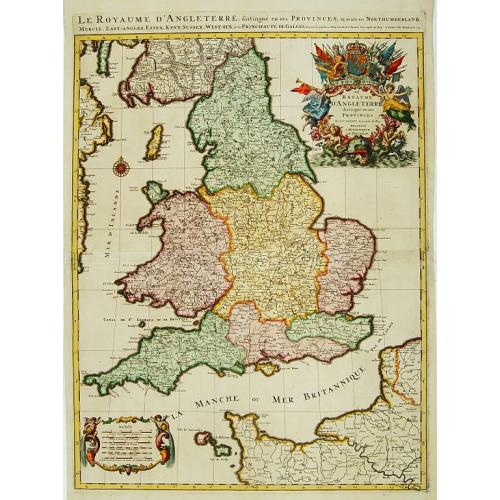 Old map image download for Le Royaume d'Angleterre distingué en ses provinces.