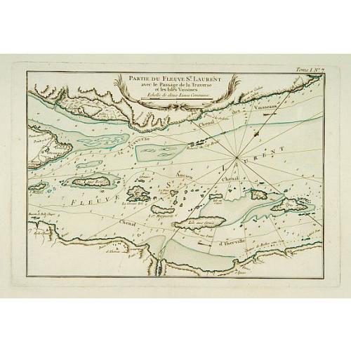 Old map image download for Partie du Fleuve de Saint Laurent avec le Passage de la Traverse et des Isles Voisines.