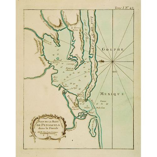 Old map image download for Plan de la Baye de Pensacola dans la Floride.