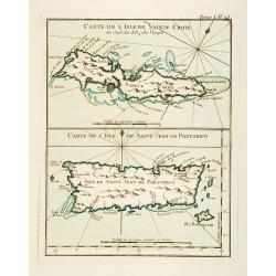 Carte de l'Isle de Sainte Croix au Sud des Isles des Vierges. / Carte de l'Isle de Saint Jean de Portorico.