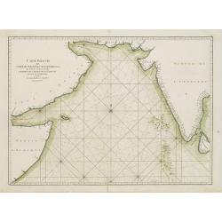 Carte réduite de l'Océan Oriental Septentrional qui contient une partie des Côtes d'Afrique, de l'Arabie, de la Perse et celles de l'Indostan.