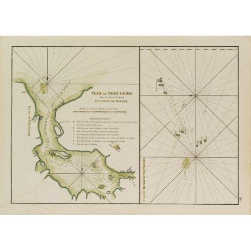 Old map image download for Plan du Port de Rio situé au détroit de Malaca en l'Isle de Bintam. / Plan du Détroit du Gouverneur.