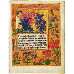 Leaf on vellum, from a manuscript book of hours.