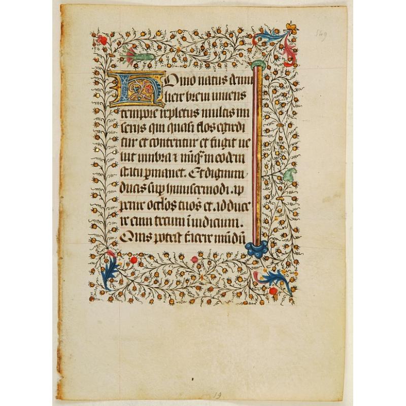 Manuscript leaf, on vellum from a book of hours.