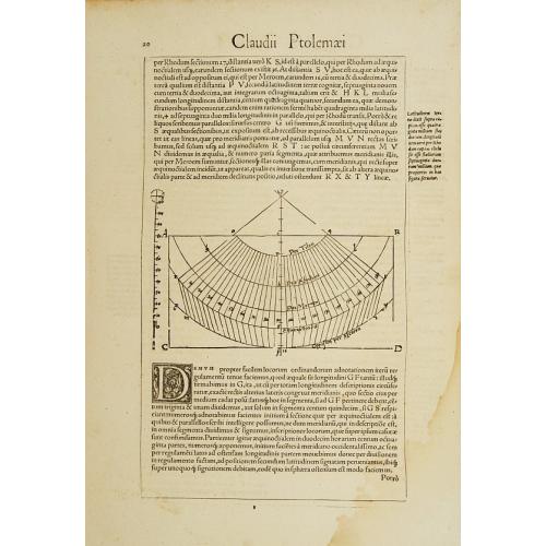 Old map image download for Text page with coordinate net showing meridians and parallels and large initial.