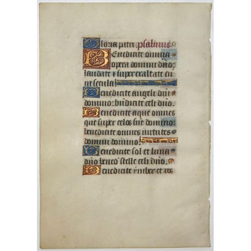 Leaf on vellum from a manuscript Book of Hours.