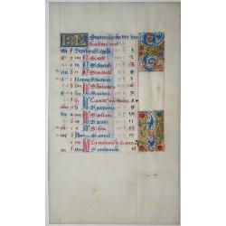 Leaf on vellum from a manuscript Book of Hours.