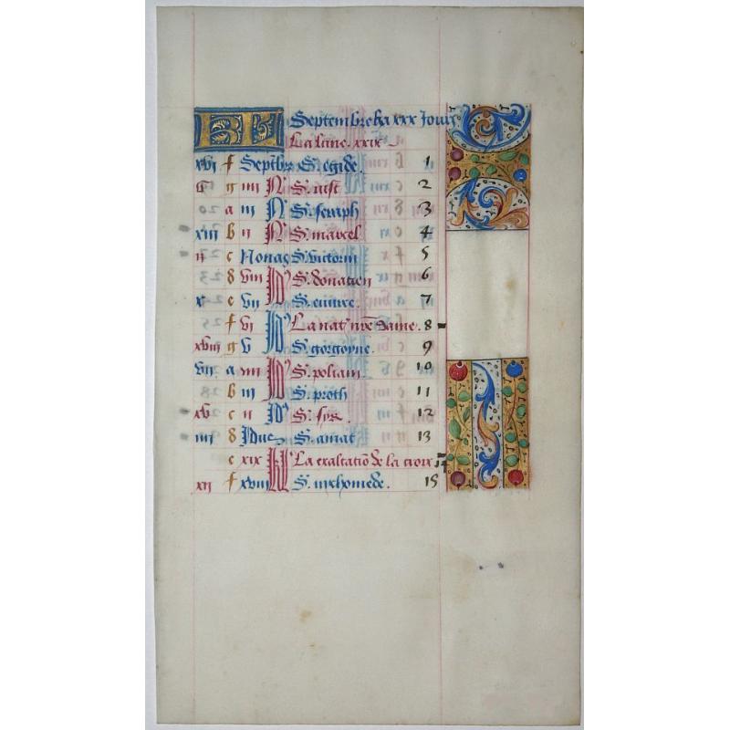 Leaf on vellum from a manuscript Book of Hours.