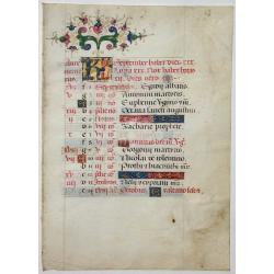 Leaf on vellum from an Italian manuscript Book of Hours.