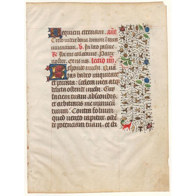 A manuscript leaf from a Book of Hours.