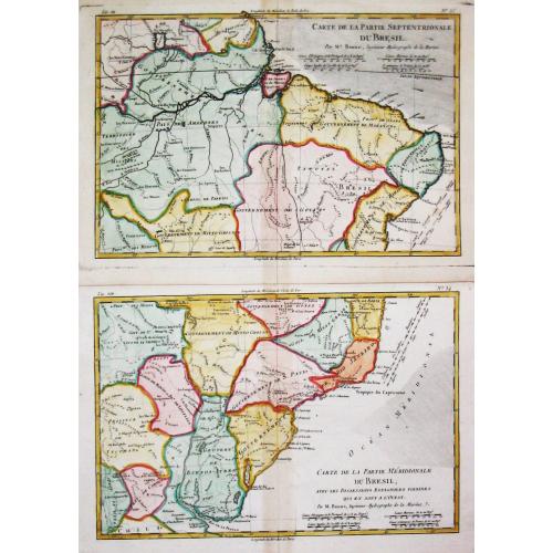 Old map image download for [lot of 5 maps/prints map of South America] Chili. Paraguay, Brésil, Amazones, et Pérou.