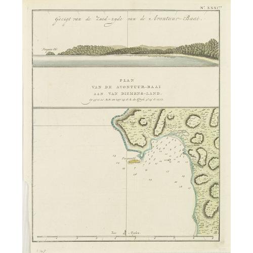 Old map image download for Gezicht van de Zuidzijde van de Avontur-Baai/ Plan van de Avontuur-Baai aan van Diemens-Land.