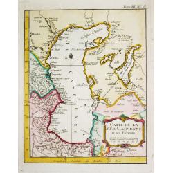 [Lot of 4 maps] First edition of Guillaume de l'Isle's chart depicting the northern part of the Caspian Sea,  Plus N. Bellin's map of the Caspian sea.