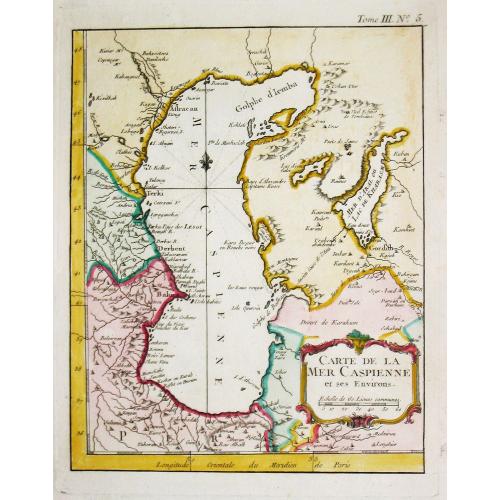 Old map image download for [Lot of 4 maps] First edition of Guillaume de l'Isle's chart depicting the northern part of the Caspian Sea,  Plus N. Bellin's map of the Caspian sea.